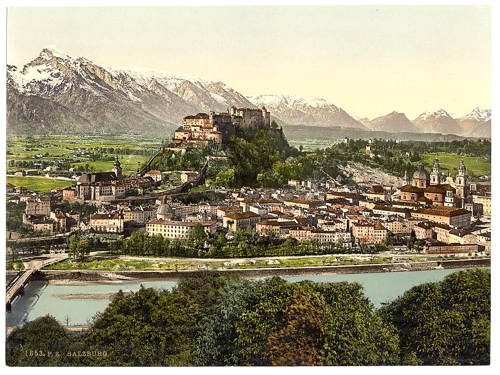 A picture of Salzburg, from the Kapuzinerberg, Austro-Hungary