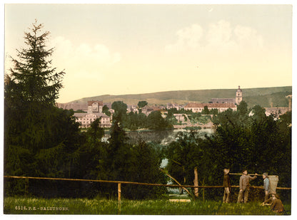 A picture of Salzungen (i.e., Bad Salzungen), with the castle, from Seeberg, Thuringia, Germany