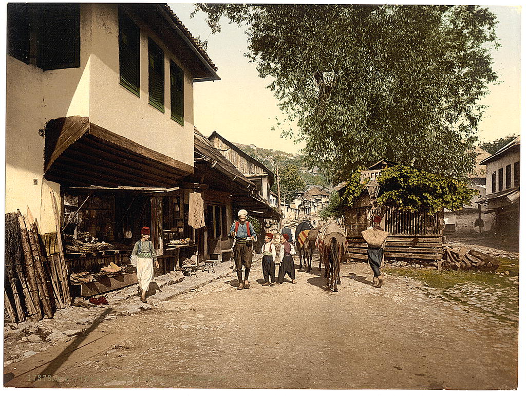 A picture of Sarajcvo (i.e., Sarajevo), Turkenviertal, Bosnia, Austro-Hungary