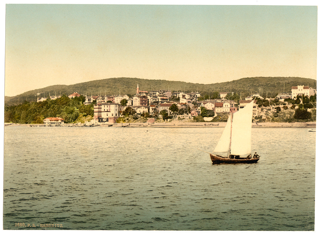 A picture of Sassnitz, seen from the water, Isle of Rugen, Germany
