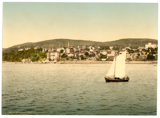 A picture of Sassnitz, seen from the water, Isle of Rugen, Germany