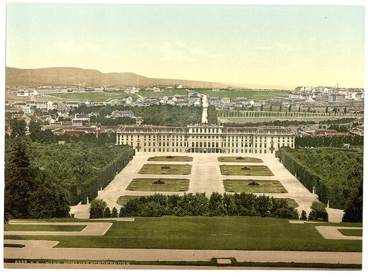 A picture of Schoenbrunn Castle (i.e., Schönbrunn), Vienna, Austro-Hungary