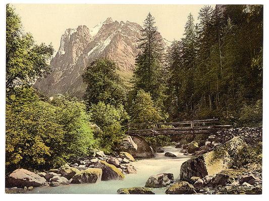 A picture of Schwarze Lutschine and Wetterhorn Mountain, Bernese Oberland, Switzerland