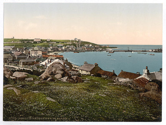 A picture of Scilly Isles, Houghtown, i.e., Hugh Town, from St. Mary's, Cornwall, England