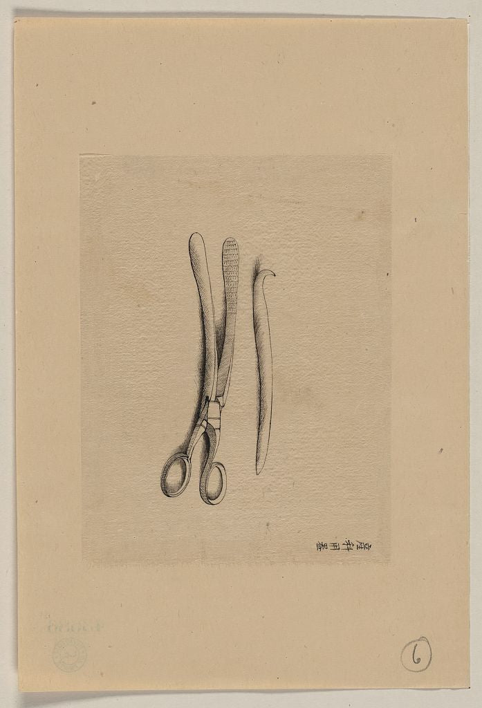 A picture of Scissor clamps and hooked probe?