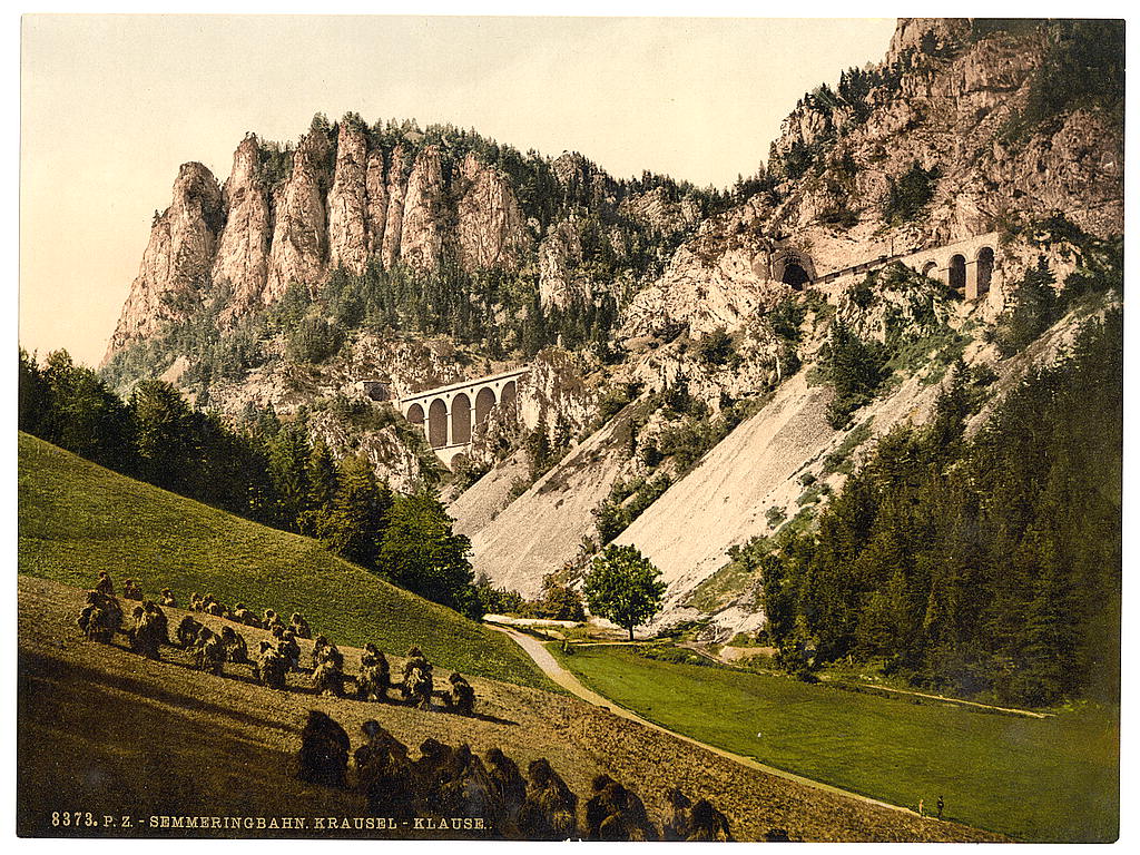 A picture of Semmering Railway to Krausel Krause (i.e., Krauselklause), Styria, Austro-Hungary