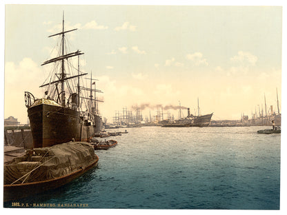 A picture of Ships in the Harbor, Hamburg, Germany