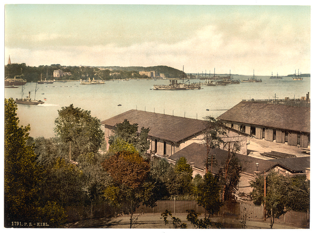 A picture of Showing war ships, the harbor, Kiel, Schleswig-Holstein, Germany