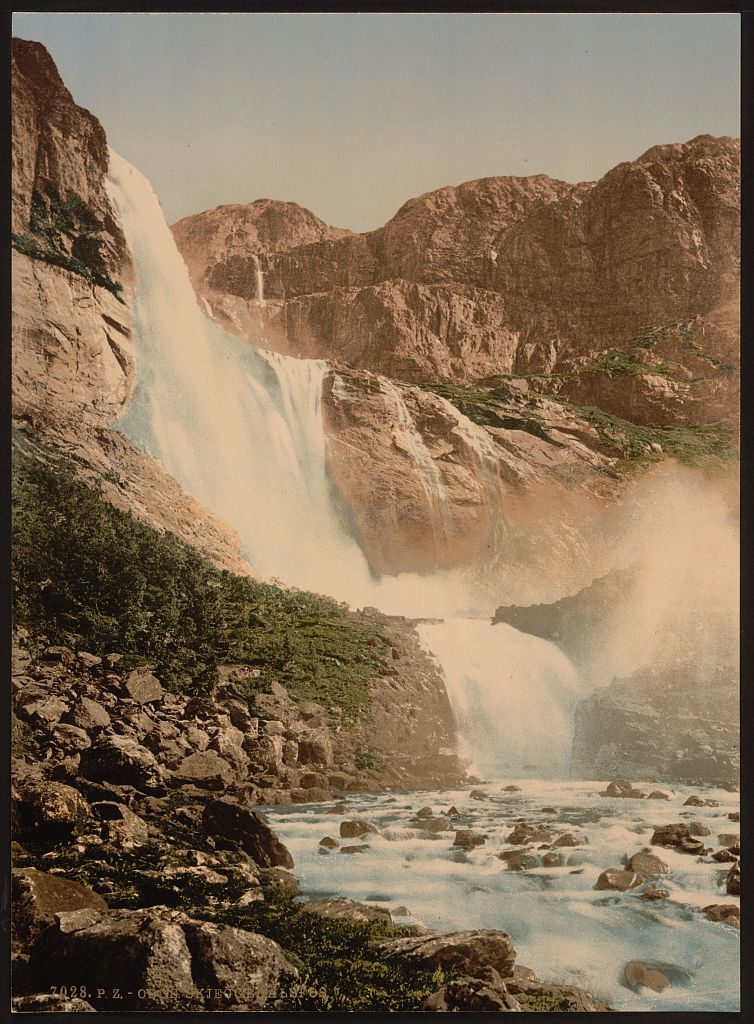 A picture of Skjeggedalsfos, I, Odde (i.e. Odda), Hardanger Fjord, Norway