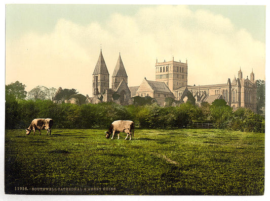 A picture of Southwell Cathedral and abbey ruins, Notts, England