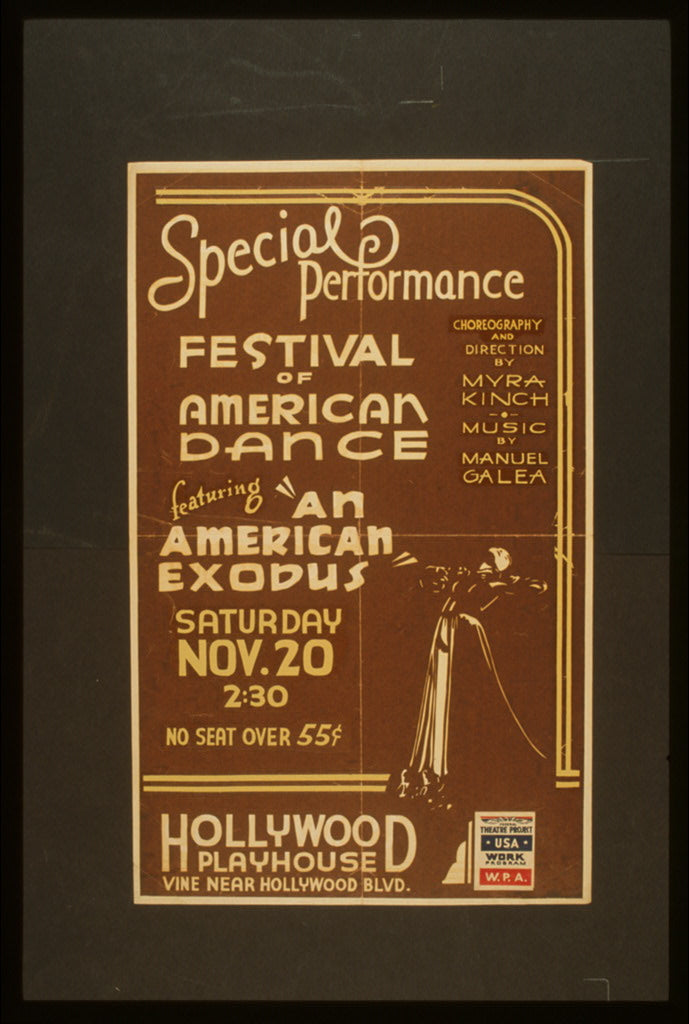 A picture of Special performance festival of American dance featuring "An American exodus"