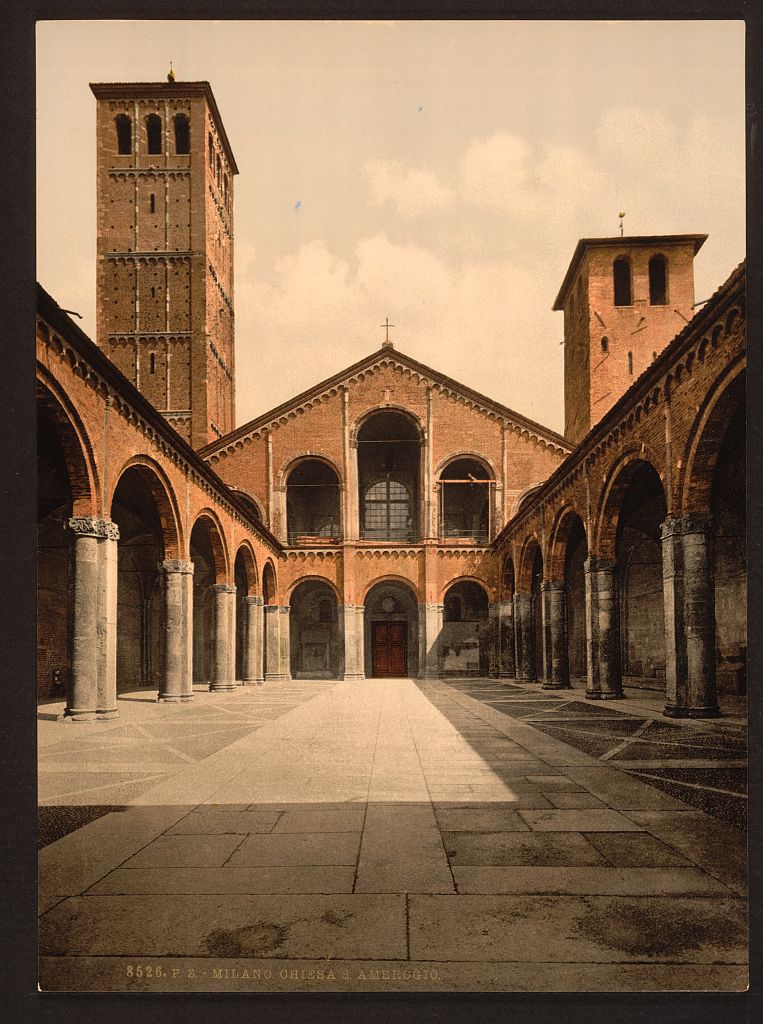 A picture of St. Ambrosius Church (i.e. Sant' Ambrogio), Milan, Italy