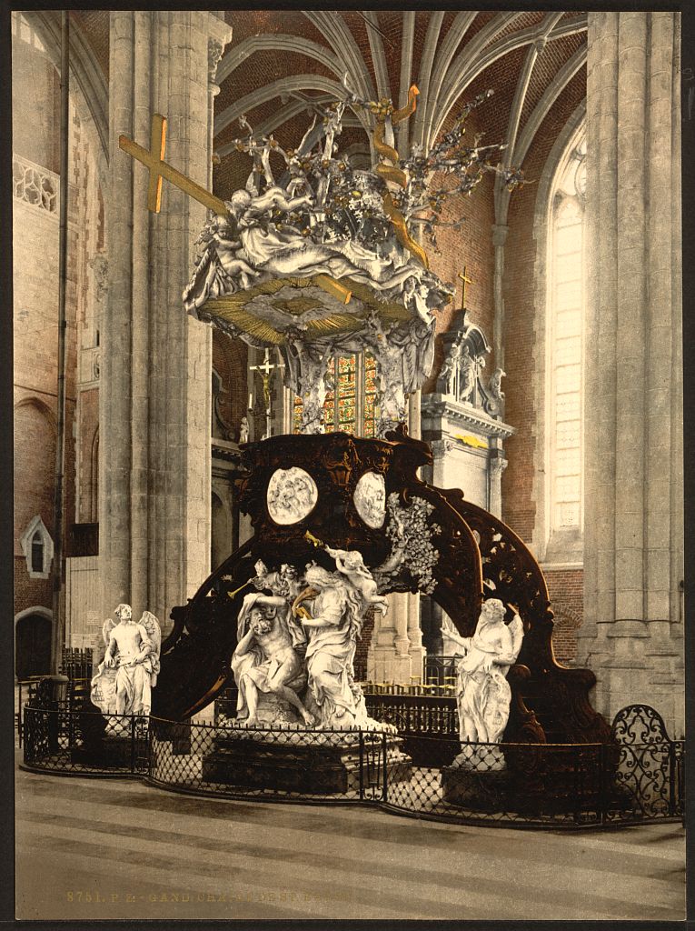 A picture of St. Bavon Abbey, pulpit, Ghent, Belgium