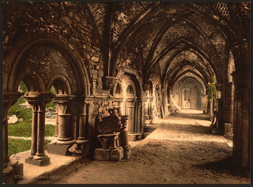 A picture of St. Bavon Abbey, the cloister, Ghent, Belgium