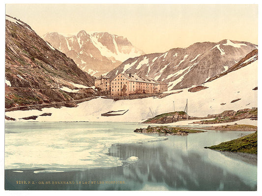 A picture of St. Bernard Hospice and lake, Valais, Alps of, Switzerland