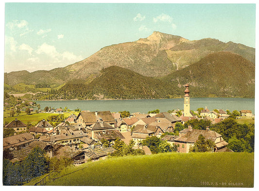 A picture of St. Gilgen, towards the Schafberg, Upper Austria, Austro-Hungary