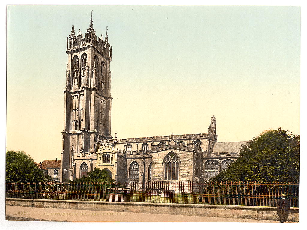 A picture of St. John's Church, Glastonbury, England