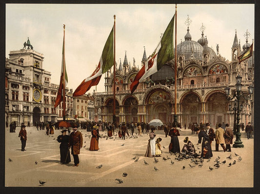 A picture of St. Mark's Church and the clock, Venice, Italy