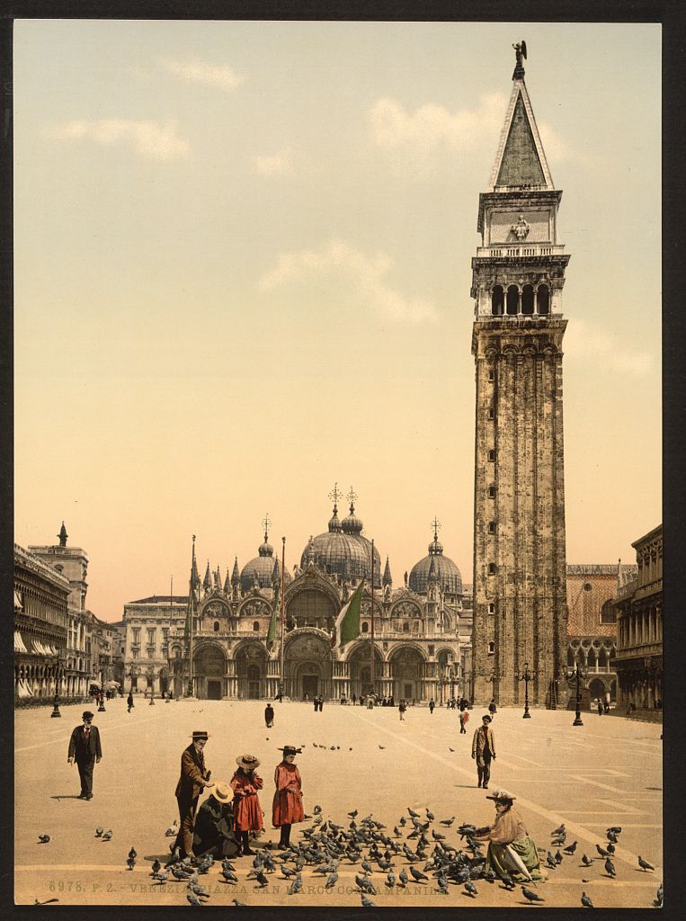 A picture of St. Mark's Place, with campanile, Venice, Italy