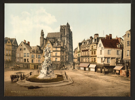 A picture of St. Vulfran and square of Admiral Courbet, Abbeville, France