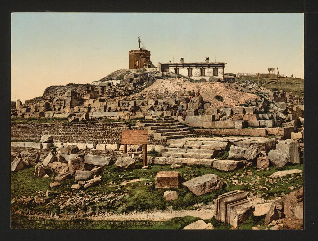 A picture of Summit of the Puy de Dôme and ruins of the temple Mercury, Clermont-Ferrand, France