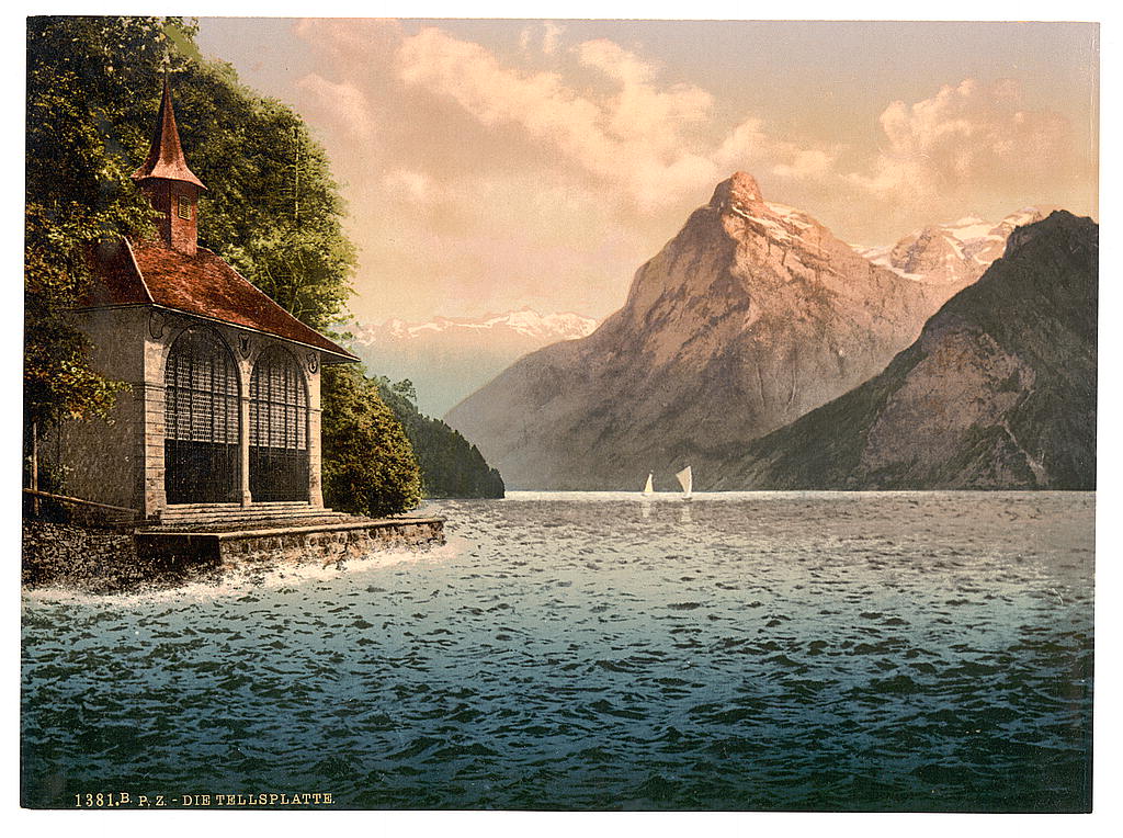 A picture of Tell's Chapel, evening view, Lake Lucerne, Switzerland