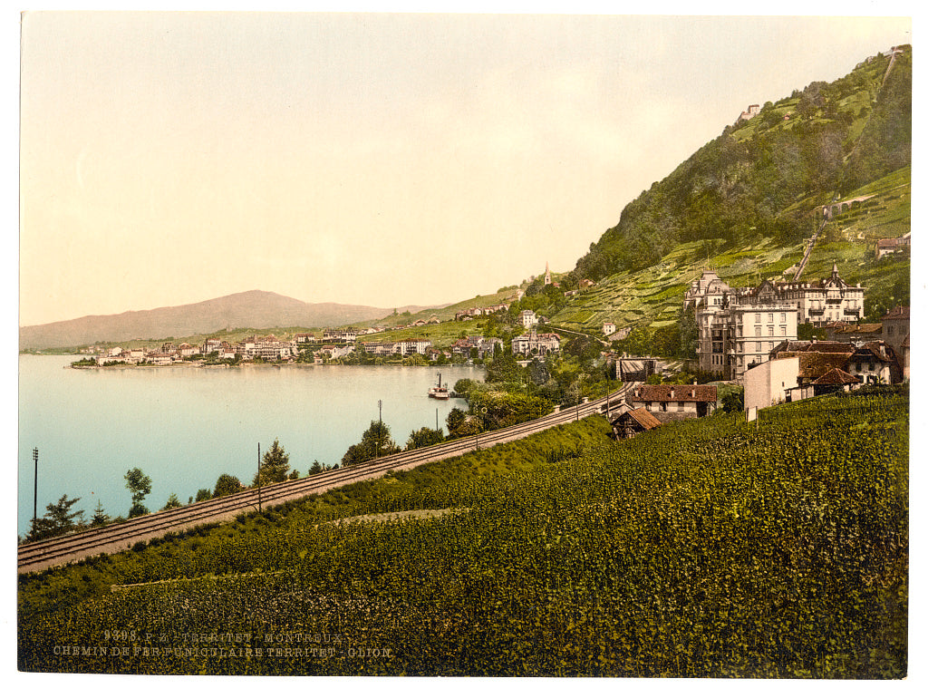 A picture of Territet-Montreaux, (i.e., Montreux), funicular railway, Geneva Lake, Switzerland