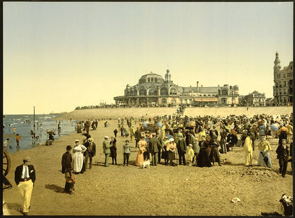 A picture of The beach and the Kursaal, (i.e., Cursaal), Ostend, Belgium