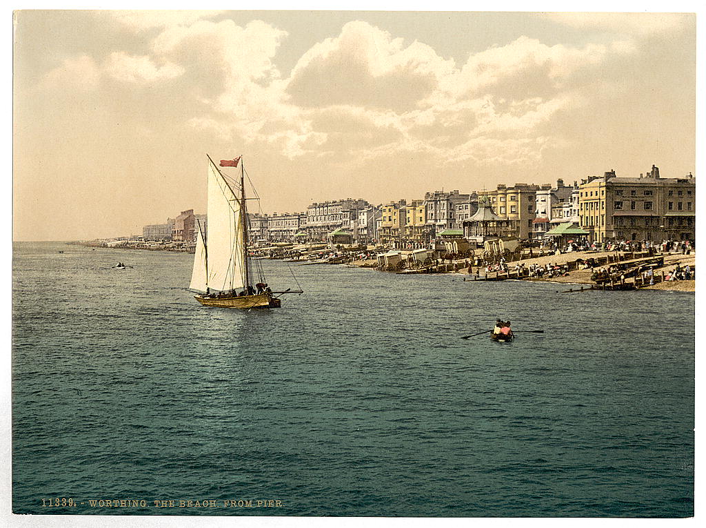 A picture of The beach from the pier, Worthing, England