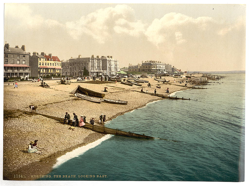 A picture of The beach looking east, Worthing, England