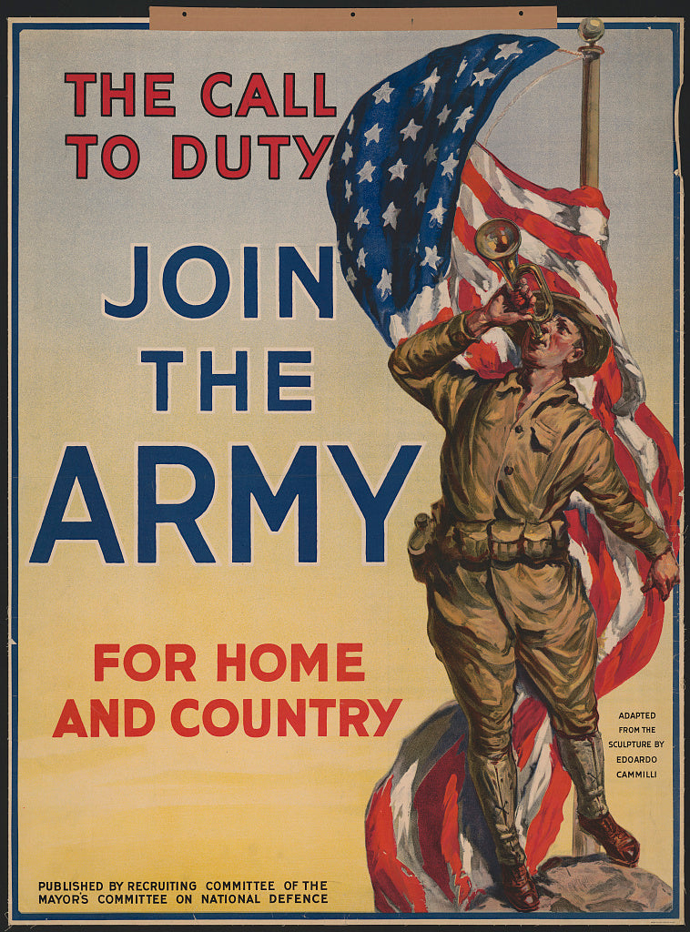 A picture of The call to duty Join the Army for home and country.
