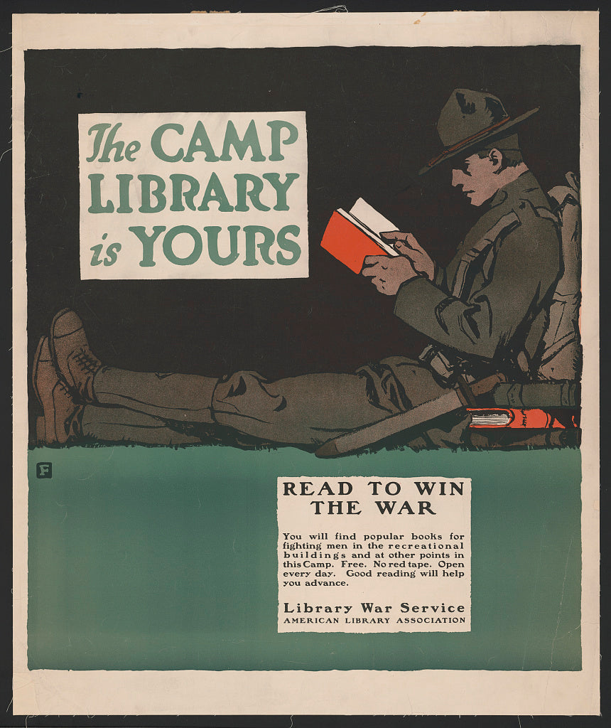 A picture of The camp library is yours - Read to win the war