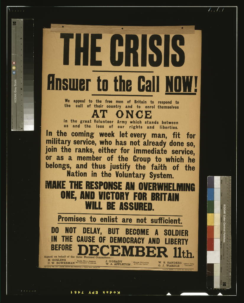 A picture of The crisis. Answer to the call now! ...