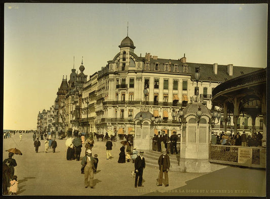 A picture of The embankment and entrance to the Kursaal, (i.e., Cursaal), Ostend, Belgium