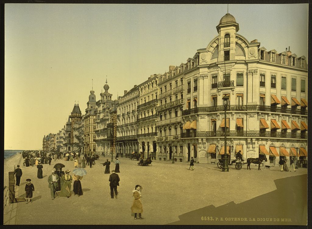 A picture of The embankment and Kursaal, (i.e., Cursaal), Ostend, Belgium