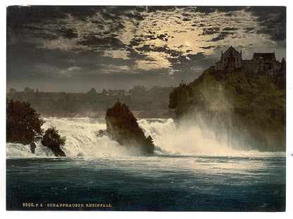 A picture of The Falls of the Rhine, by moonlight, Schaffhausen, Switzerland