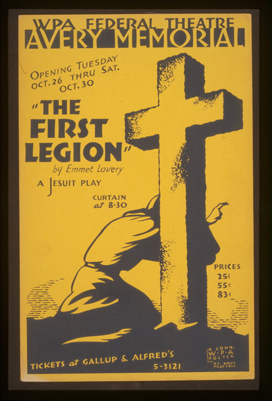 A picture of "The first legion" by Emmet Lavery a Jesuit play.