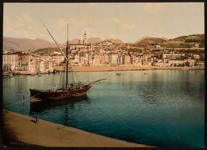 A picture of The harbor and old town, Mentone, Riviera