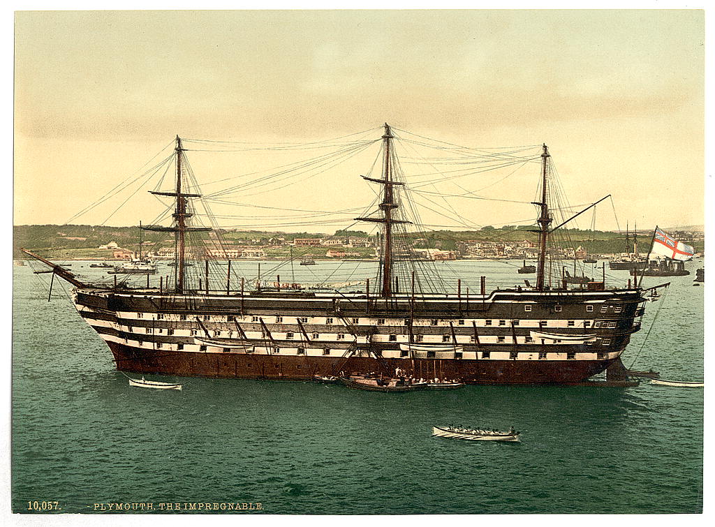 A picture of The "Impregnable" training ship, Plymouth, England