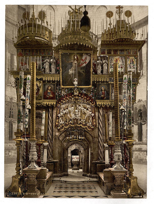 A picture of The interior of the Holy Sepulchre, Jerusalem, Holy Land
