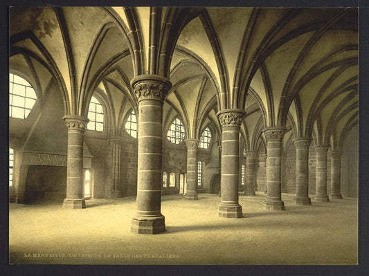 A picture of The knights' hall, Mont St. Michel, France