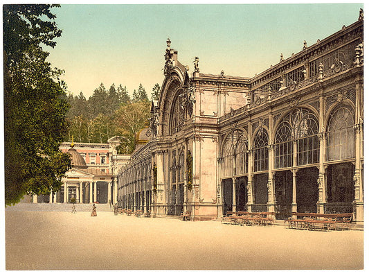 A picture of The Kruezbrunnen (i.e., Kreuzbrunnen) Colonnade, Marienbad, Bohemia, Austro-Hungary