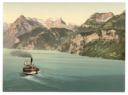 A picture of The Lake of the Four Cantons, and Urirothstock, (i.e., Urirotstock), Lake Lucerne, Switzerland