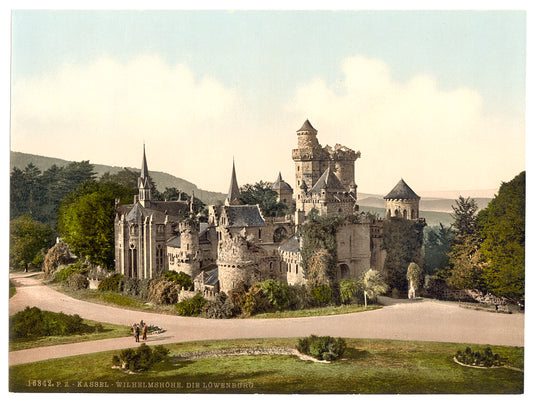 A picture of The Lower Castle (i.e., Lions Castle), Wilhelmshohe, Cassel (i.e., Kassel), Hesse-Nassau, Germany