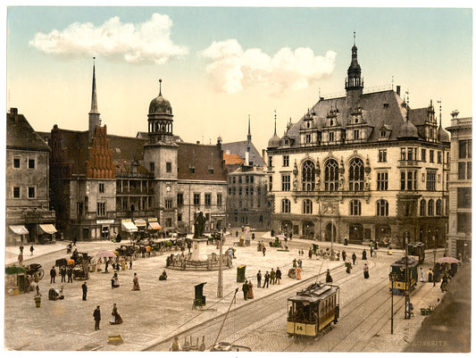 A picture of The market place and side of Hotel de Ville, Halle, German Saxony, Germany