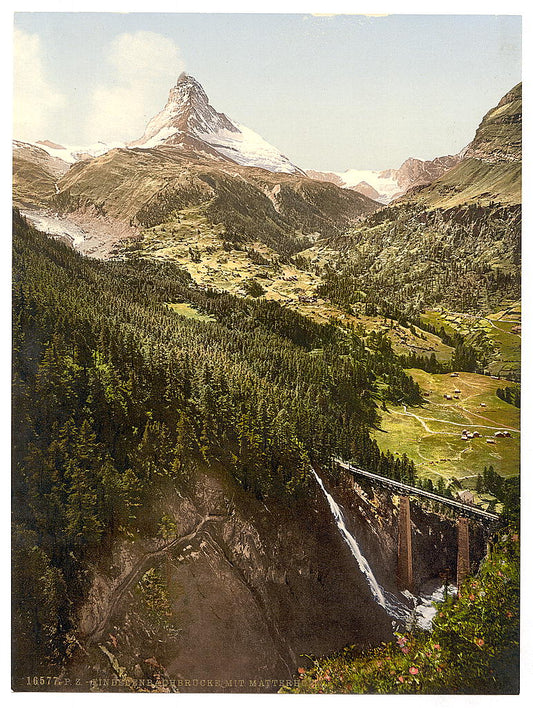 A picture of The Matterhorn and the Findelenbach Bridge, Valais, Alps of, Switzerland
