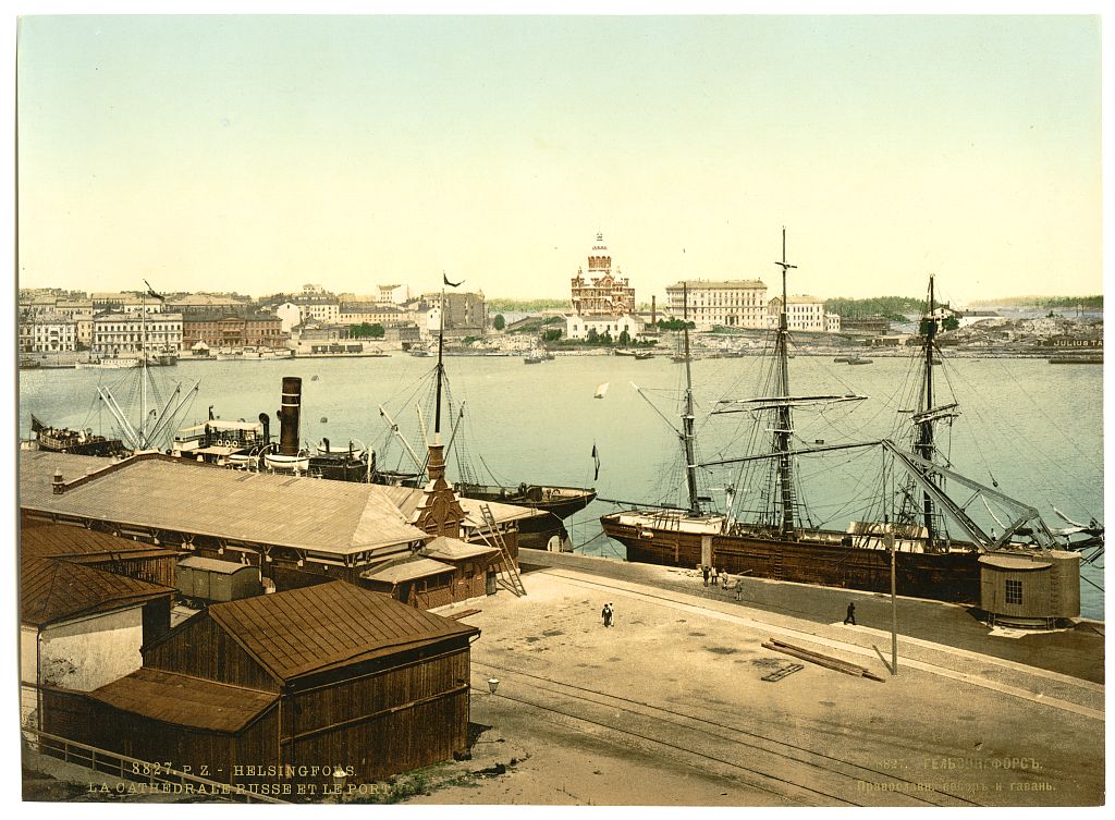 A picture of The n cathedral and the harbor, Helsingfors, Helsinki, Finland