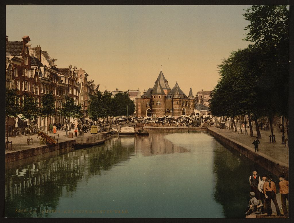 A picture of The new market and bourse (i.e. weighing house), Amsterdam, Holland