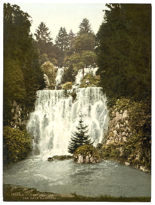 A picture of The New Waterfall, Wilhelmshohe, Cassel (i.e., Kassel), Hesse-Nassau, Germany
