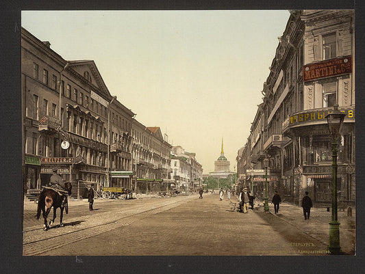 A picture of The Newsky, (i.e., Nevskii), prospekt and the Admiralty, St. Petersburg, Russia